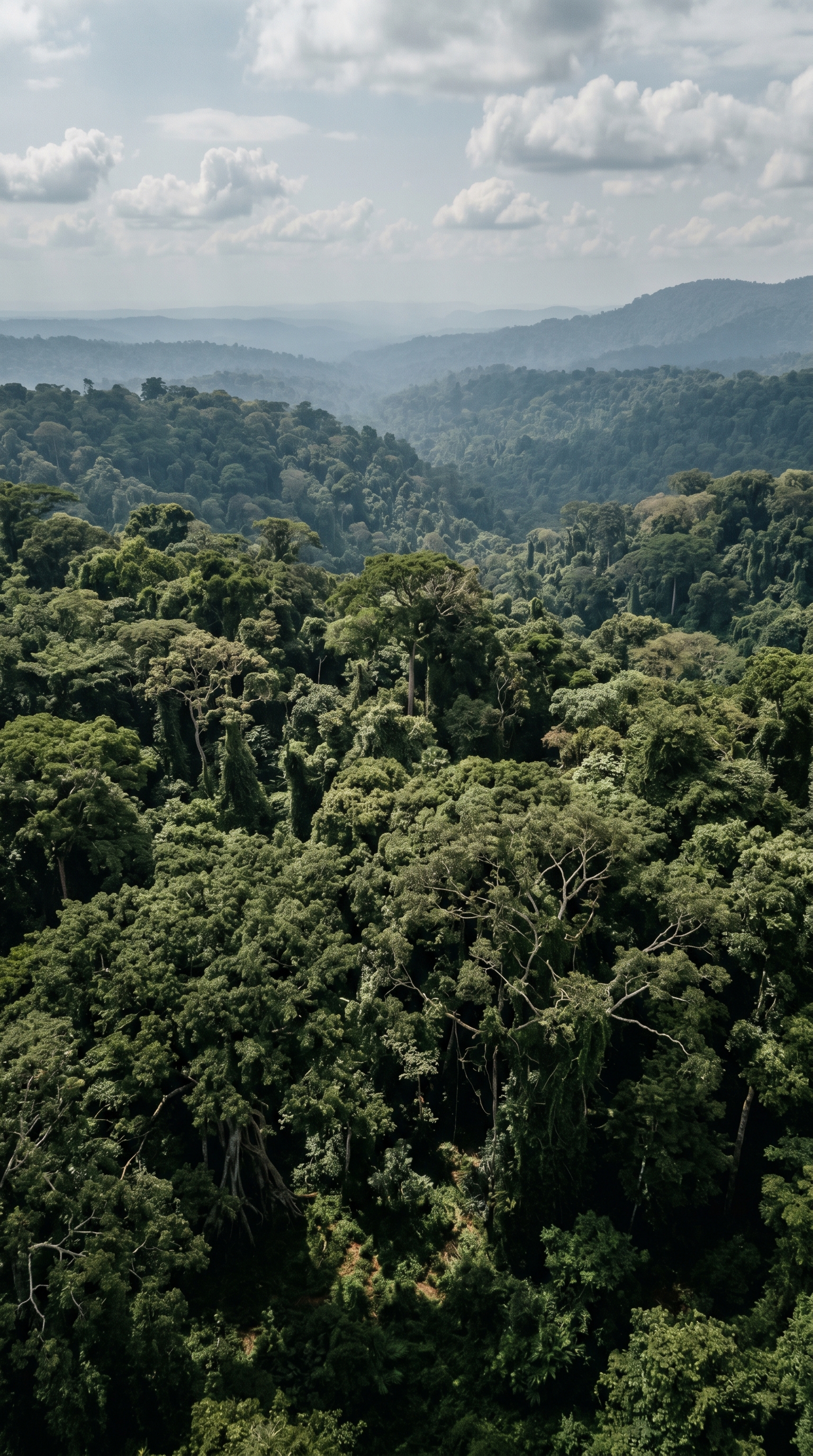 Kibale National Park, Uganda seen from above — Pan troglodytes is listed as Endangered on the IUCN Red List, with a decreasing population trend.