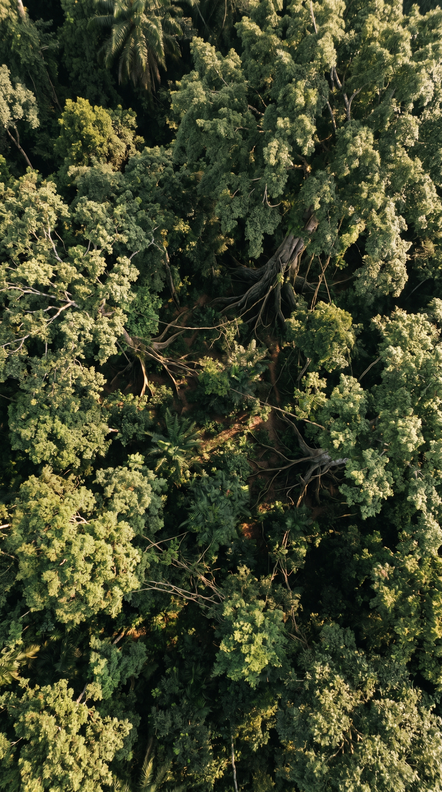 Kibale National Park, Uganda from high overhead — Pan troglodytes is listed as Endangered on the IUCN Red List, with a decreasing population trend.
