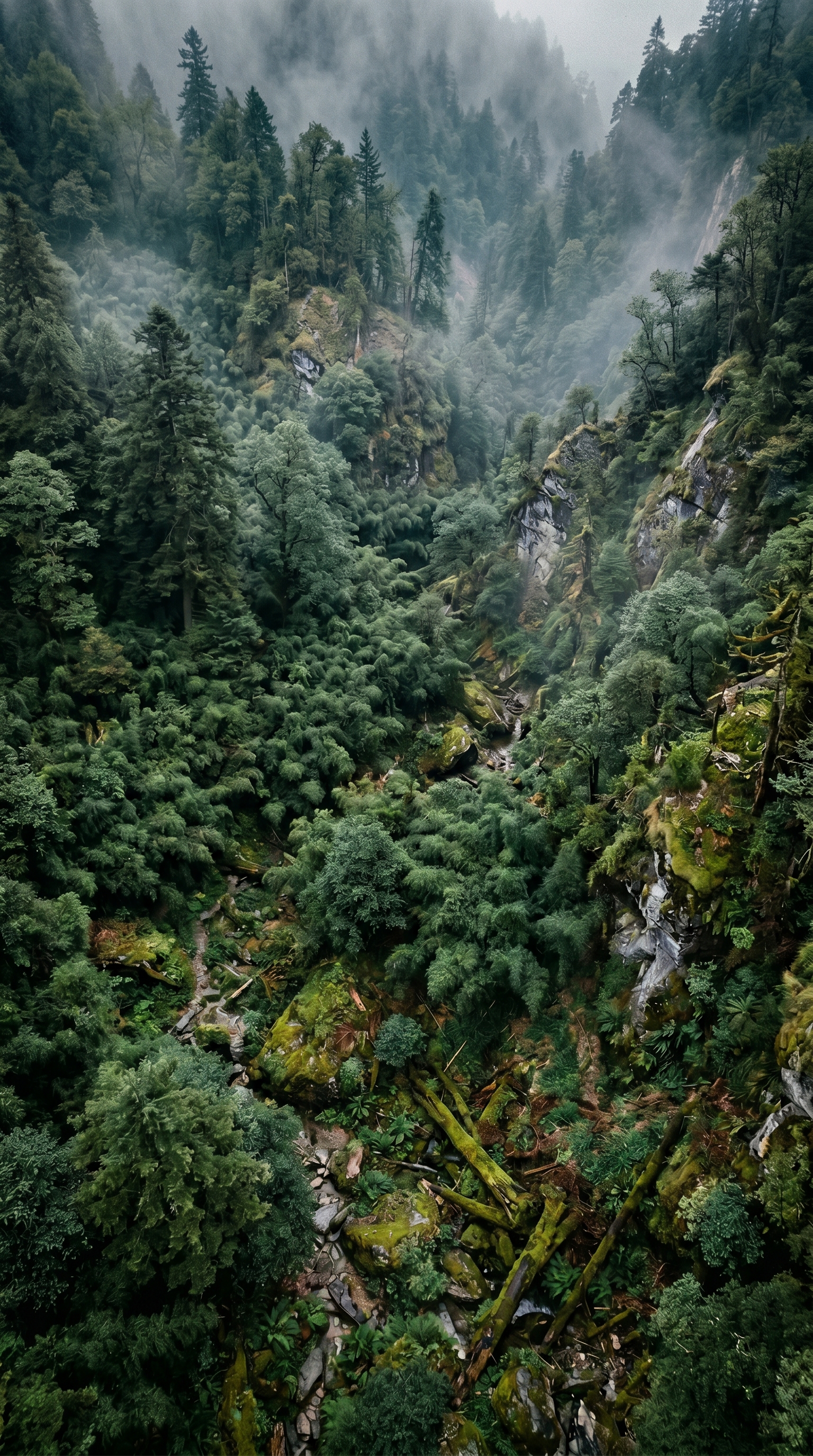 Wolong National Nature Reserve (Sichuan), China from high overhead — home of the giant panda.