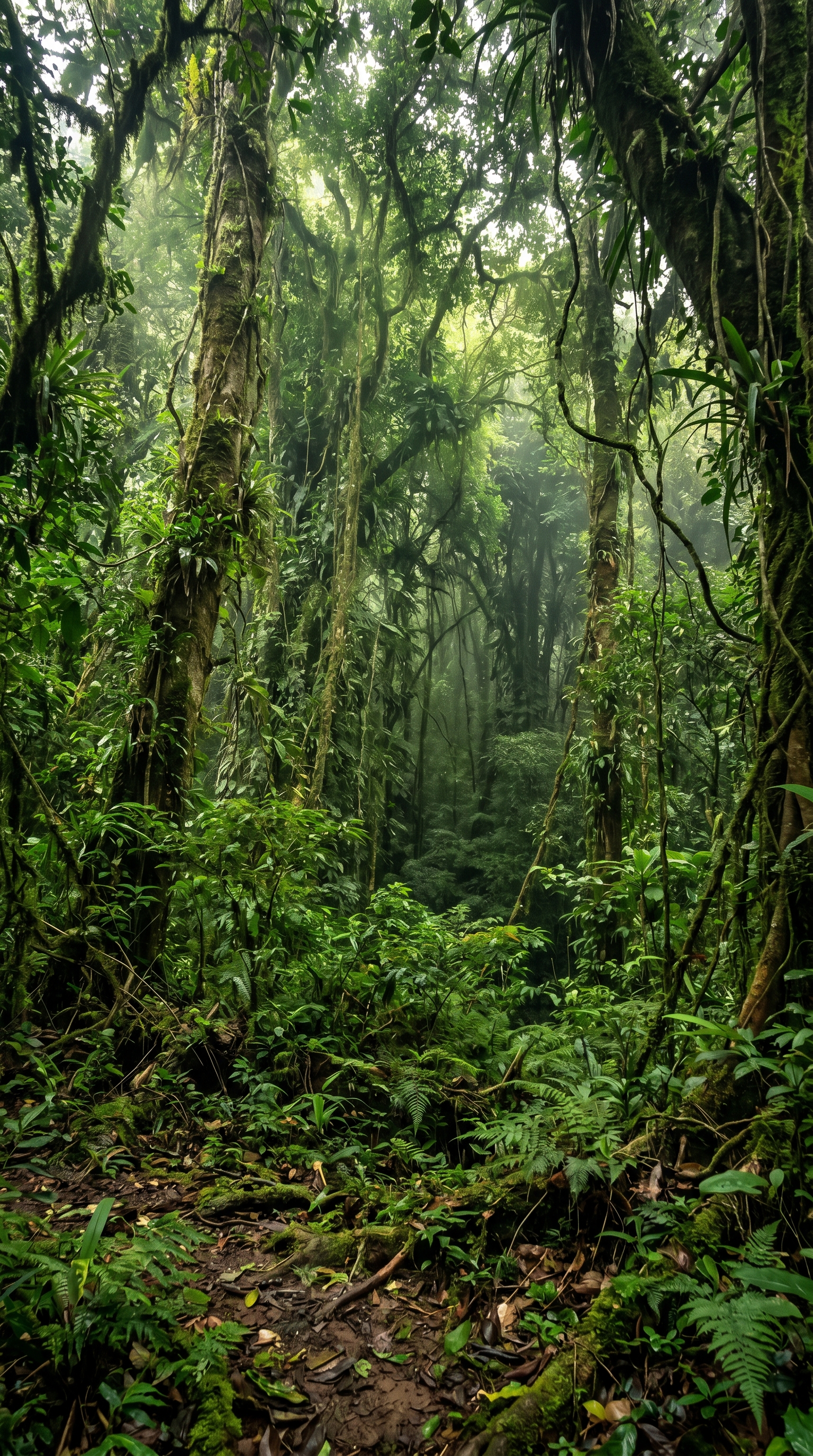 Bwindi Forest at ground level — dense montane jungle where Africa's heaviest wild pig digs for roots and tubers.