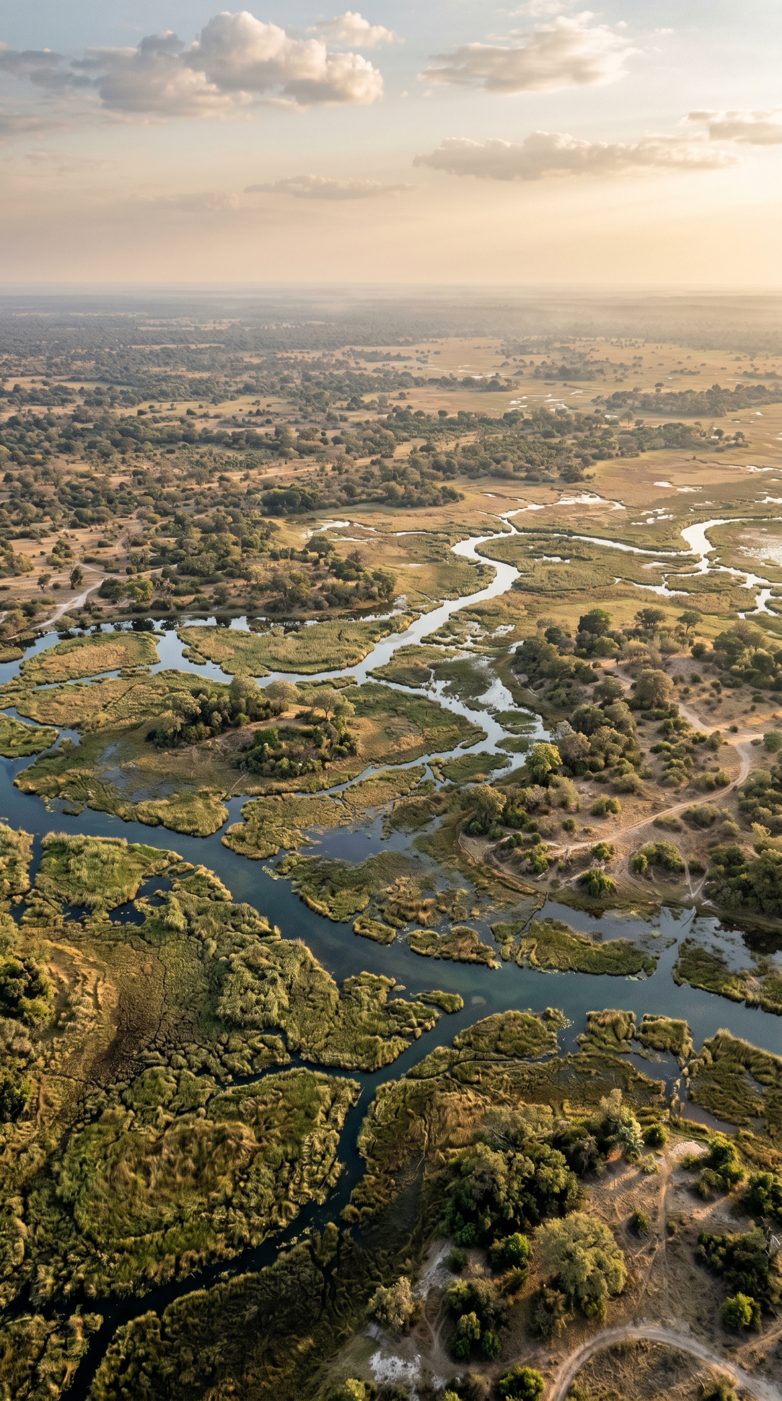 The Okavango Delta, Botswana seen from above — African wild dogs are highly effective social predators, but northern Botswana GPS-collar work changes the usual story.