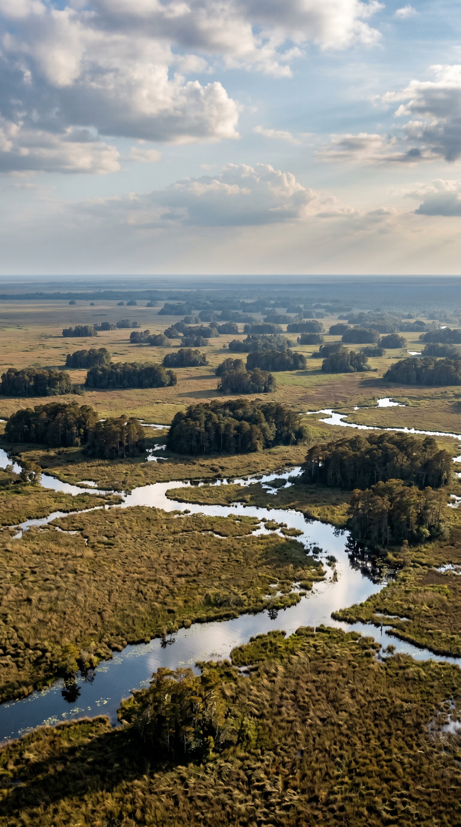 Everglades National Park, Florida, United States seen from above — Crocodilian bite-force capacity scales almost isometrically with body mass.