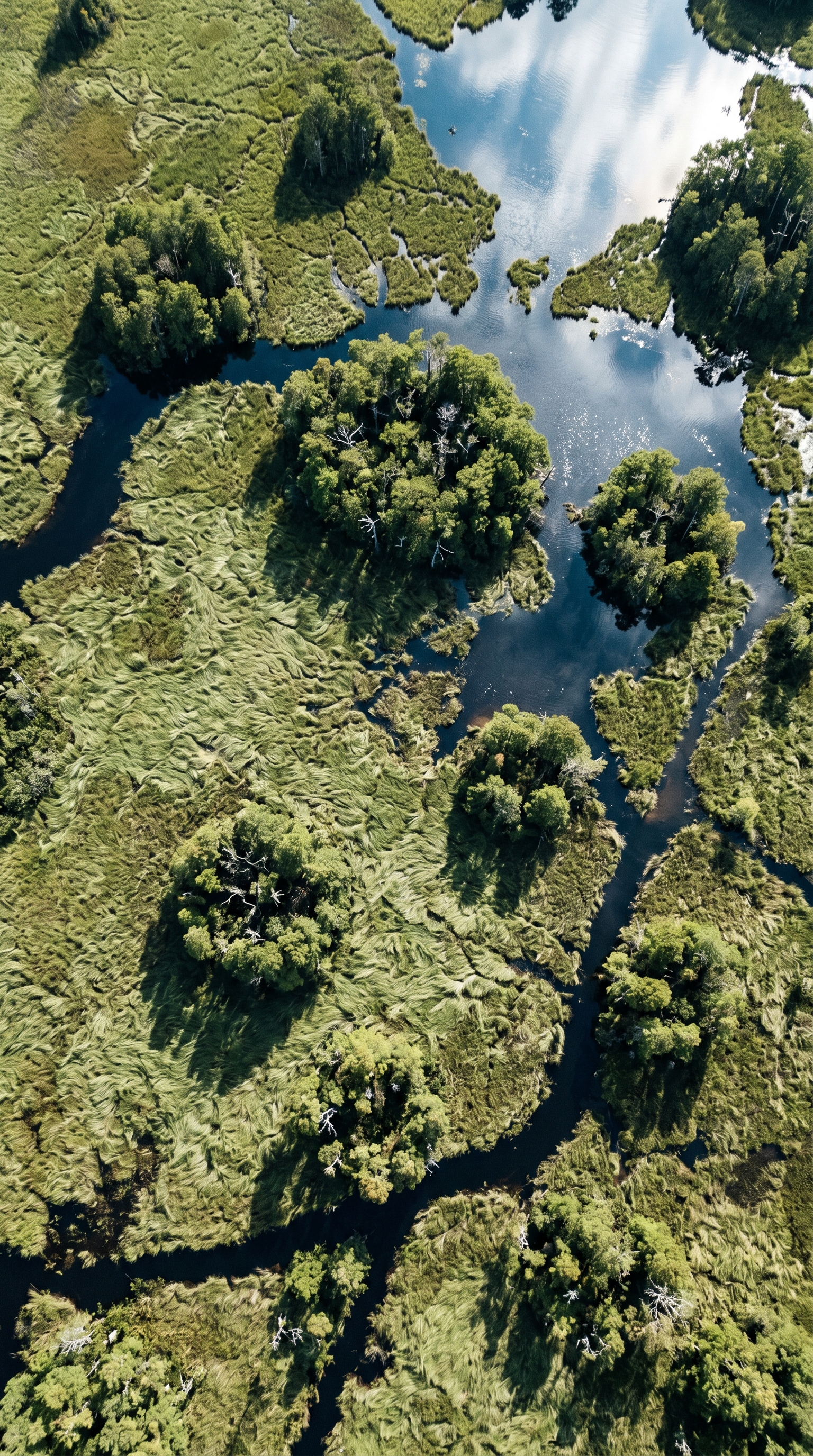 Everglades National Park, Florida, United States from high overhead — Crocodilian bite-force capacity scales almost isometrically with body mass.