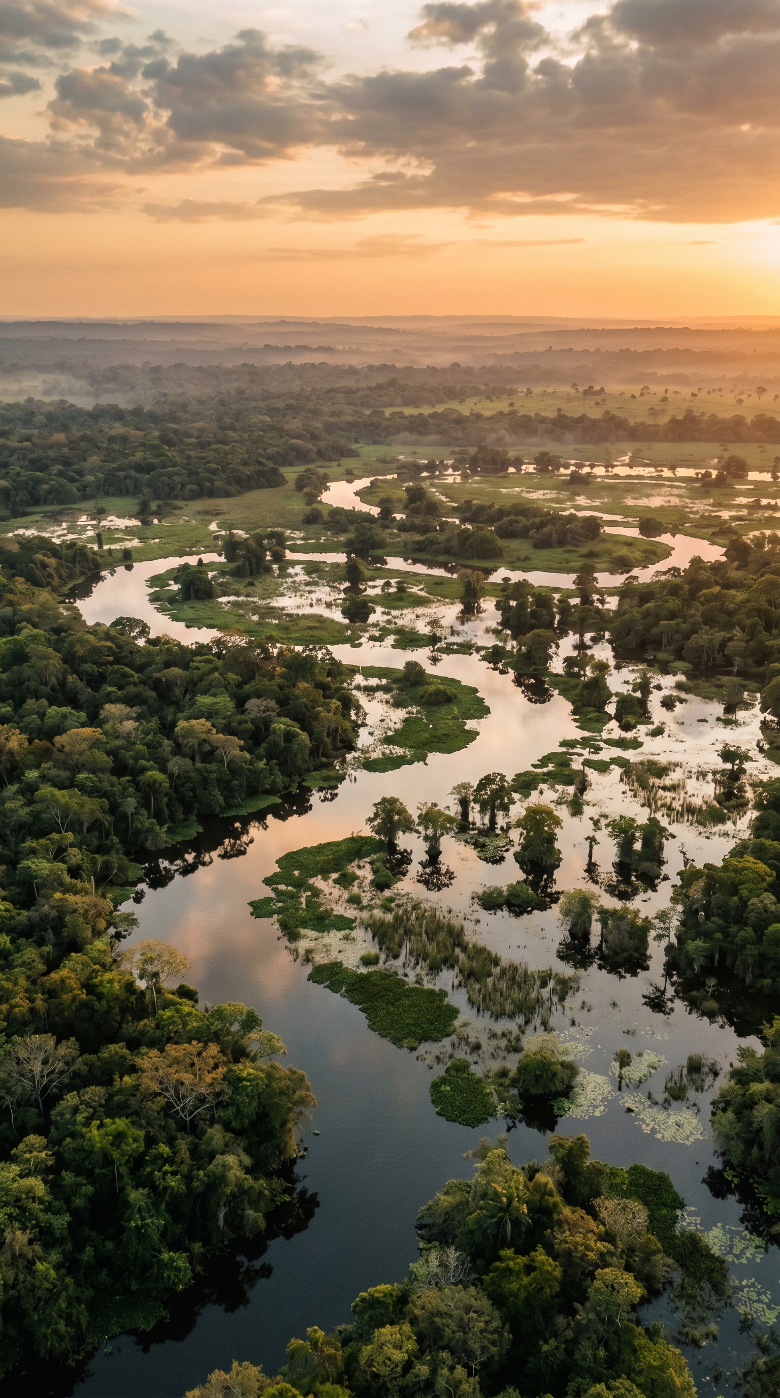 The Pantanal from above — the world's largest tropical wetland, home to the heaviest jaguars on Earth.