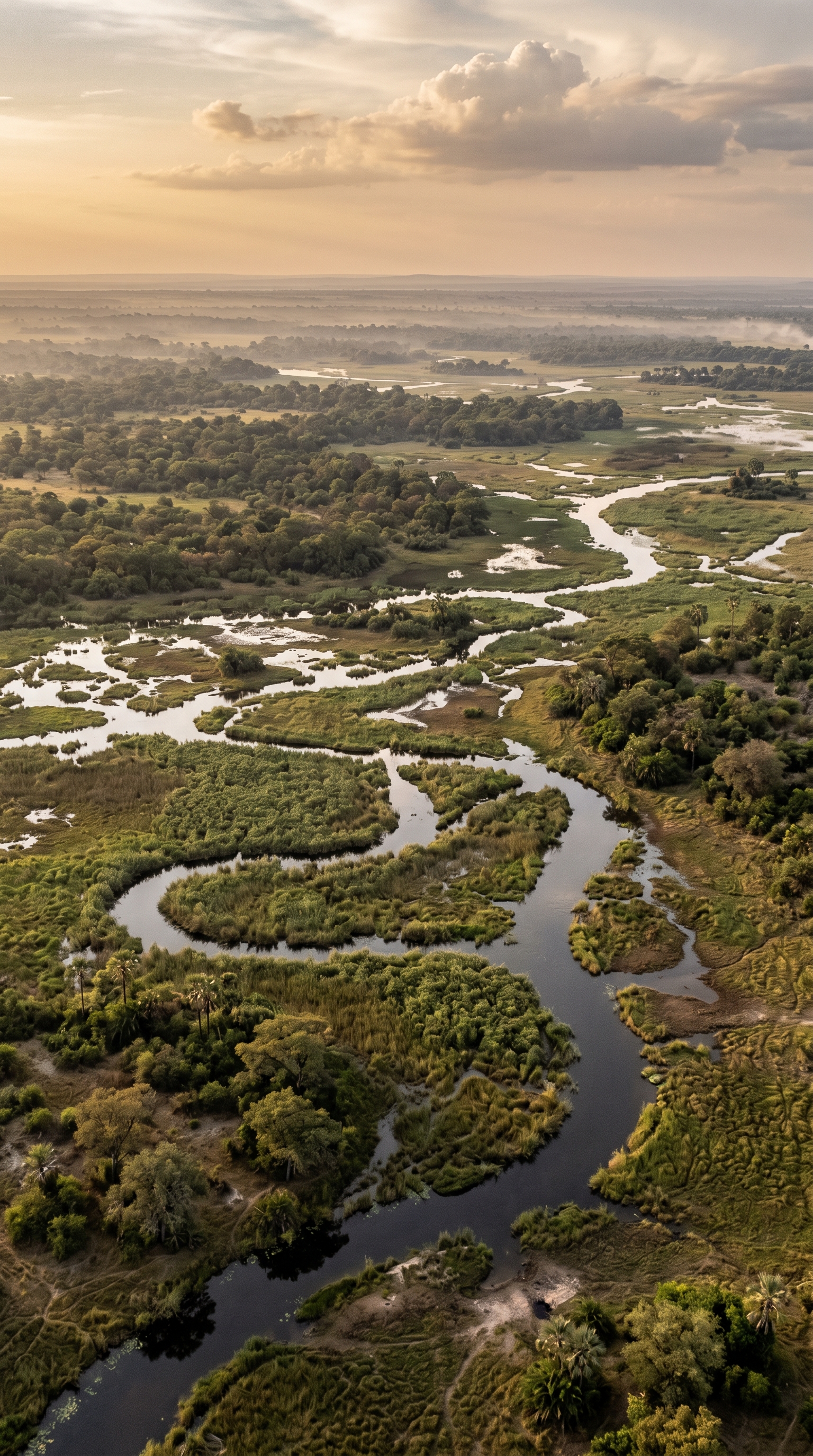 The Okavango Delta, Botswana seen from above — Southern African pythons are large constrictors.