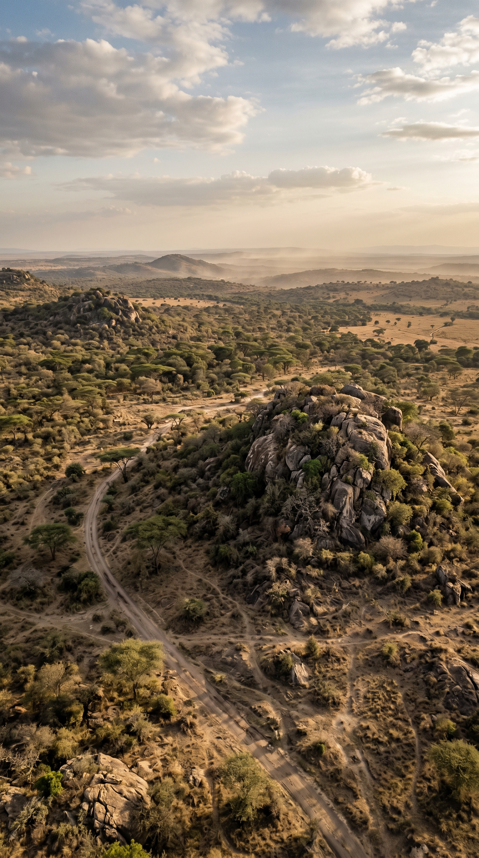 Serengeti National Park, Tanzania seen from above — African crested porcupines do not shoot quills.