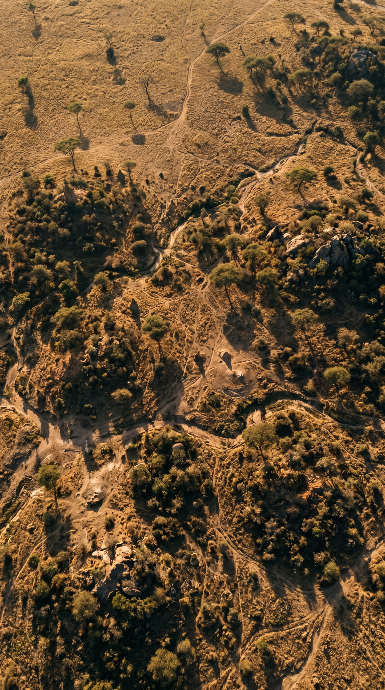 Serengeti National Park, Tanzania from high overhead — African crested porcupines do not shoot quills.
