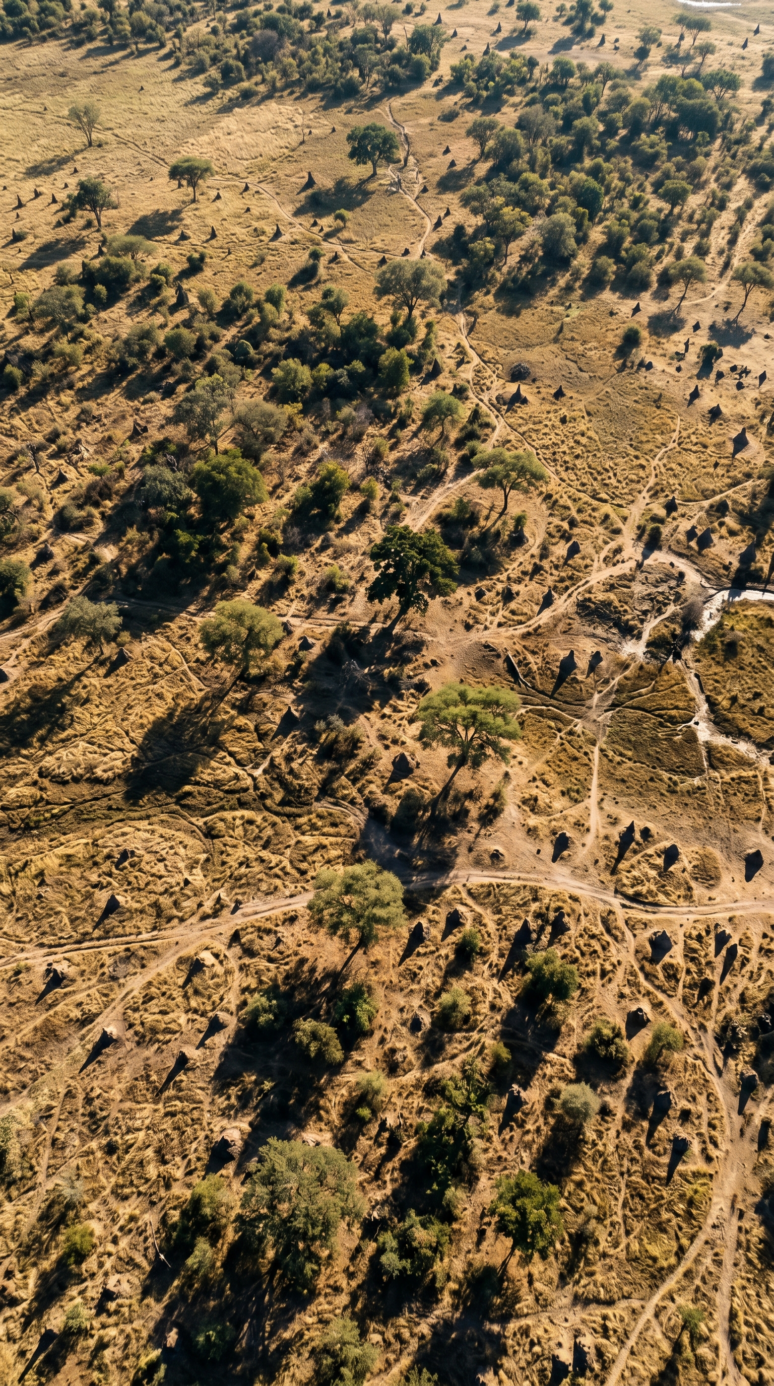 The Okavango Delta, Botswana from high overhead — home of the honey badger.
