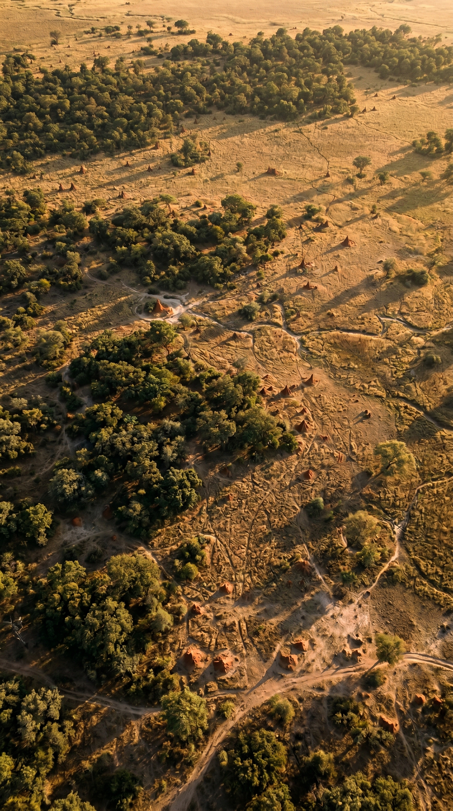 The Okavango Delta, Botswana from high overhead — home of the spotted hyena.