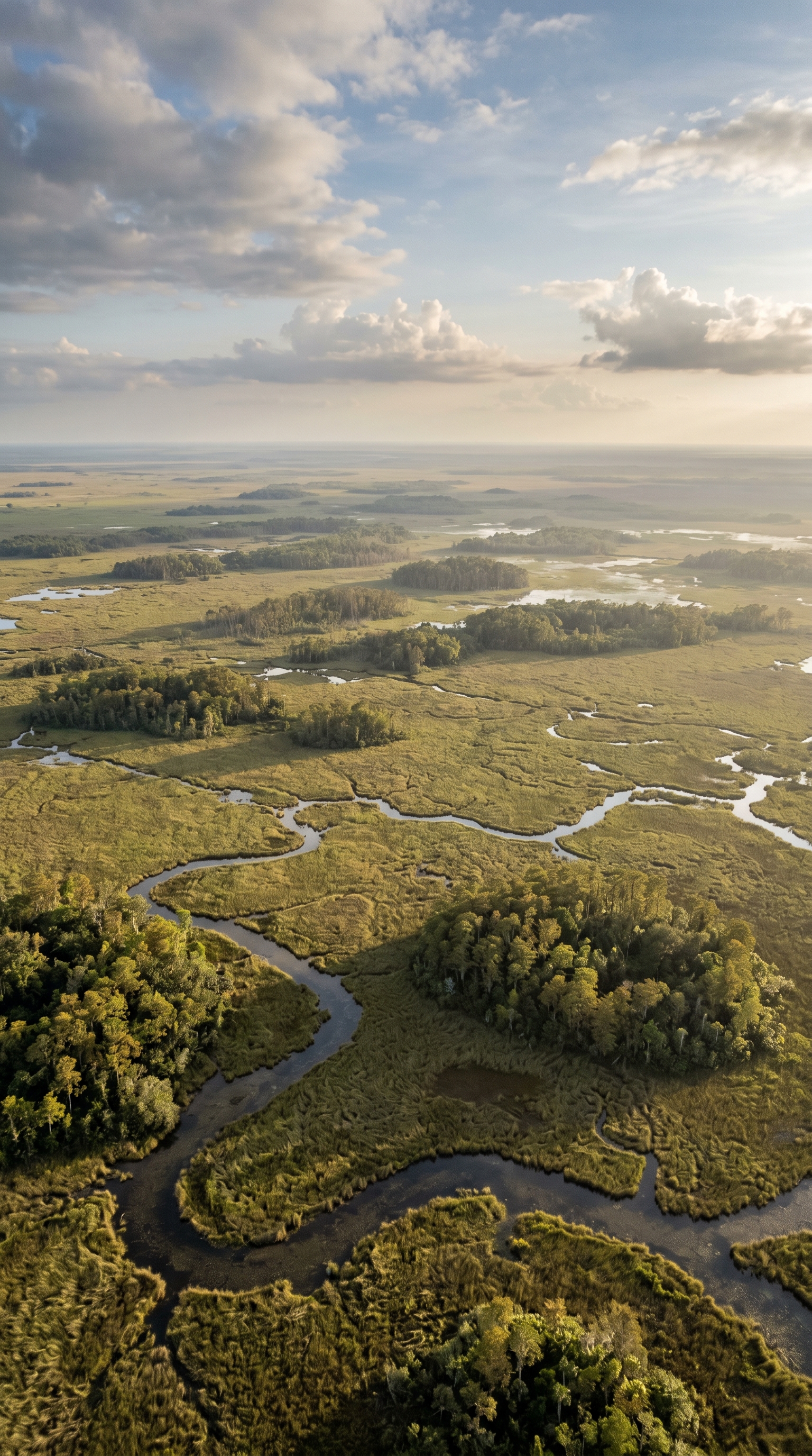 The Everglades from above — 1.5 million acres of sawgrass and mangrove that pythons have made their second home.
