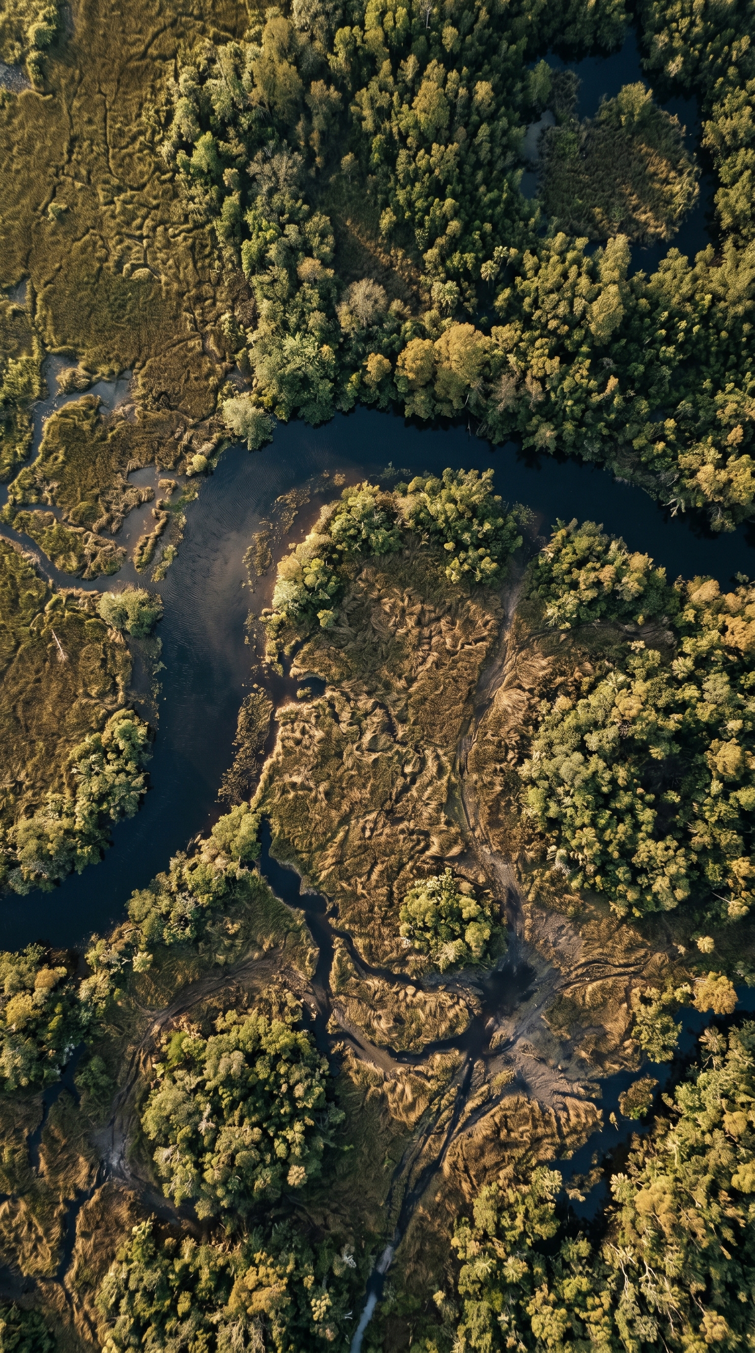 Florida's southern wetlands from high overhead — the only place in North America where Burmese pythons hunt wild.