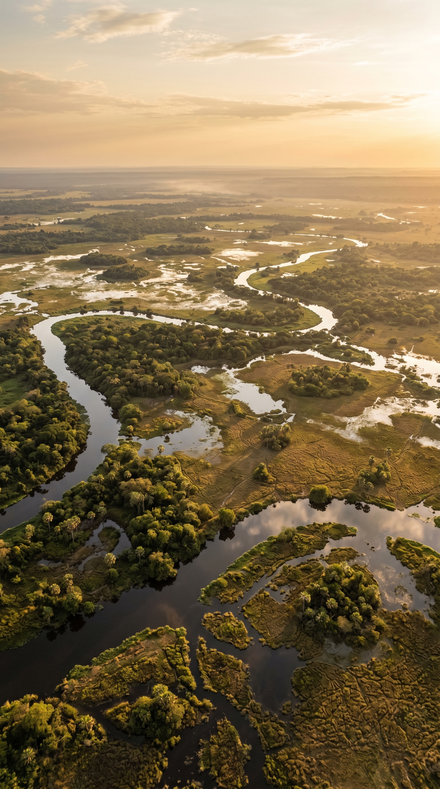 Pantanal Wetlands, Brazil seen from above — home of the pantanal puma.