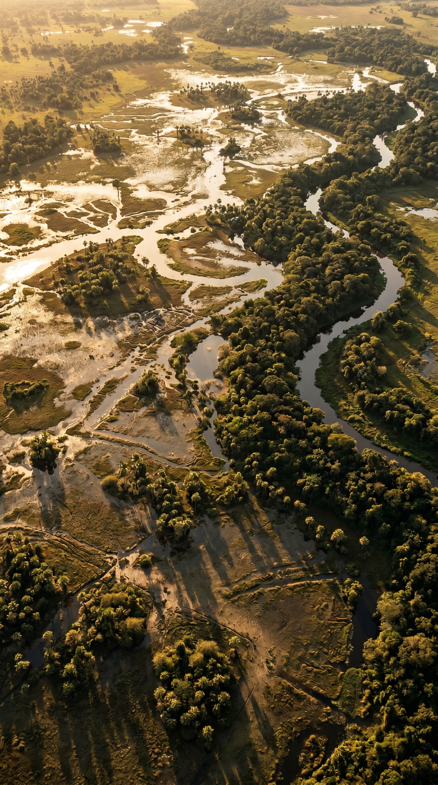 Pantanal Wetlands, Brazil from high overhead — home of the pantanal puma.